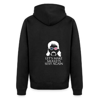 Lets Make Mullets Sexy Again Vokuhila Shirt - Unisex Premium Bio Zip Hoodie - Schwarz - Hinten - Nico (187cm)