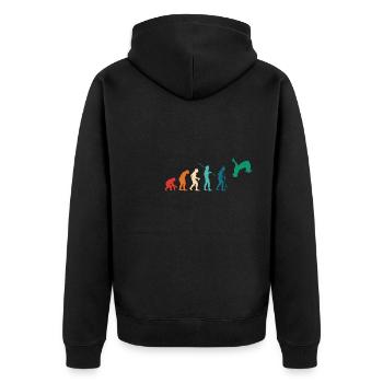 Vintage Retro Evolution Parkour Shirt Geschenk - Unisex Premium Bio Zip Hoodie - Schwarz - Hinten - Nico (187cm)