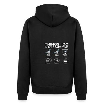 Gift Pigeon Shirt Pigeon - Unisex Premium Organic Zip Hoodie - black - Back - Nico (187cm)