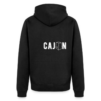 Cajon Shirt Geschenk - Unisex Premium Bio Zip Hoodie - Schwarz - Hinten - Nico (187cm)