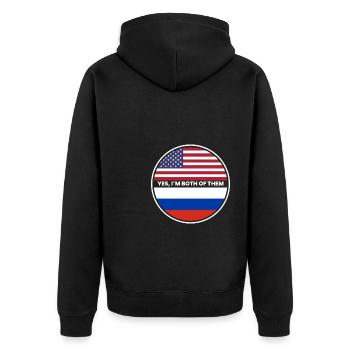 Oui, je suis tous les deux Russie États-Unis - Veste à capuche bio Premium Unisexe - noir - Dos - Nico (187cm)