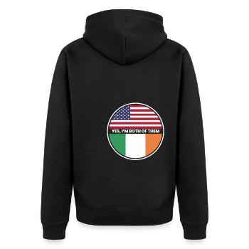 Oui, je suis tous les deux Irlande États-Unis - Veste à capuche bio Premium Unisexe - noir - Dos - Nico (187cm)