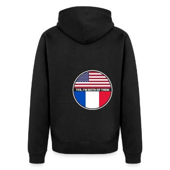Oui, je suis tous les deux France Usa - Veste à capuche bio Premium Unisexe - noir - Dos - Nico (187cm)