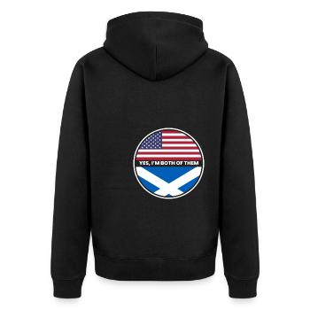 Yes, I'm Both Of Them Scotland USA - Unisex Premium Organic Zip Hoodie - black - Back - Nico (187cm)
