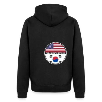 Oui, je suis tous les deux Japon États-Unis - Veste à capuche bio Premium Unisexe - noir - Dos - Nico (187cm)