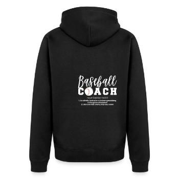 Baseball Coach Definition Shirt Geschenk - Unisex Premium Bio Zip Hoodie - Schwarz - Hinten - Nico (187cm)