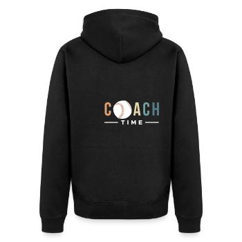 Coach Time Vintage Retro Shirt Geschenk - Unisex Premium Bio Zip Hoodie - Schwarz - Hinten - Nico (187cm)