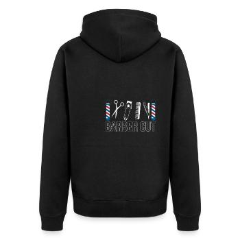 Barber Cut Geschenk Bart Friseur Shirt - Unisex Premium Bio Zip Hoodie - Schwarz - Hinten - Nico (187cm)