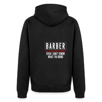 Baber Shirt Geschenk Bart Friseur - Unisex Premium Bio Zip Hoodie - Schwarz - Hinten - Nico (187cm)