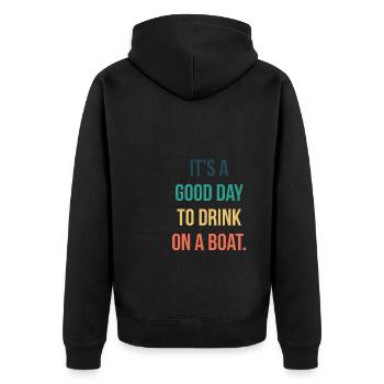It´s A Good Day to Drink On A Boat Shirt - Unisex Premium Bio Zip Hoodie - Schwarz - Hinten - Nico (187cm)