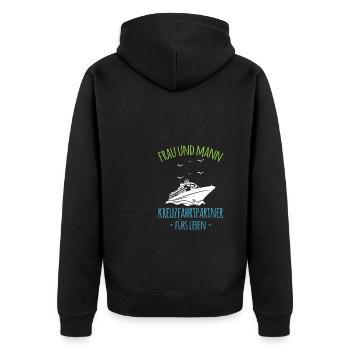 Frau Und Mann Kreuzfahrtpartner Fürs Leben Shirt - Unisex Premium Bio Zip Hoodie - Schwarz - Hinten - Nico (187cm)