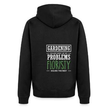 Gardening Solves Most Of My Problems Floristy - Unisex Premium Bio Zip Hoodie - Schwarz - Hinten - Nico (187cm)
