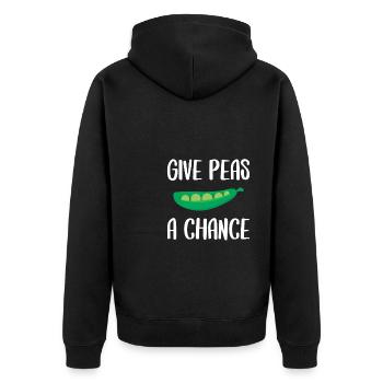 Give Peas A Chance Shirt Geschenk - Unisex Premium Bio Zip Hoodie - Schwarz - Hinten - Nico (187cm)