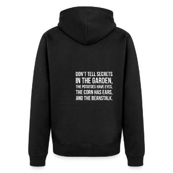 Drôle de jardinier disant cadeau de chemise - Veste à capuche bio Premium Unisexe - noir - Dos - Nico (187cm)