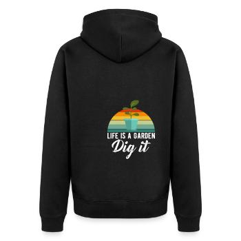 La vie est un jardin Dig It Vintage Retro Gardener - Veste à capuche bio Premium Unisexe - noir - Dos - Nico (187cm)