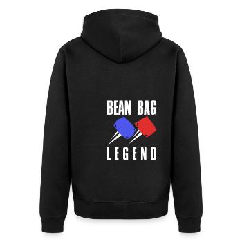Bean Bag Legend Shirt Geschenk Cornhole - Unisex Premium Bio Zip Hoodie - Schwarz - Hinten - Nico (187cm)