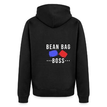 Bean Bag Boss Shirt Geschenk Cornhole - Unisex Premium Bio Zip Hoodie - Schwarz - Hinten - Nico (187cm)
