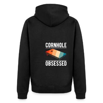 Chemise cadeau obsédée par le trou de maïs - Veste à capuche bio Premium Unisexe - noir - Dos - Nico (187cm)