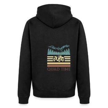 Vintage Retro Quad Time Shirt Gift - Unisex Premium Organic Zip Hoodie - black - Back - Nico (187cm)