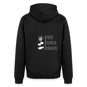 Beer Bags & Boards Shirt Gift - Unisex Premium Organic Zip Hoodie - black - Back - Nico (187cm)