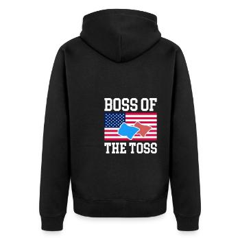 Boss Of The Toss America USA Flag Shirt - Unisex Premium Organic Zip Hoodie - black - Back - Nico (187cm)