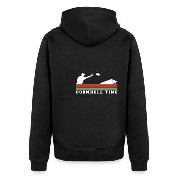 Cornhole Time Vintage Retro Gift - Unisex Premium Organic Zip Hoodie - black - Back - Nico (187cm)