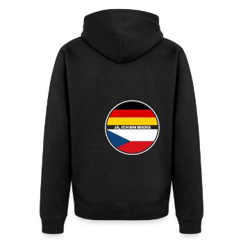 Ja Ich Bin Beides - Tscheche und Deutscher - Unisex Premium Bio Zip Hoodie - Schwarz - Hinten - Nico (187cm)