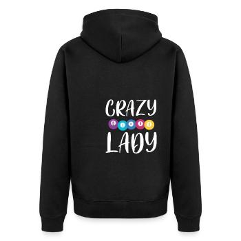 Crazy Bingo Lady Shirt Geschenk - Unisex Premium Bio Zip Hoodie - Schwarz - Hinten - Nico (187cm)