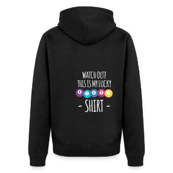 Attention c’est mon cadeau de chemise de bingo chanceux - Veste à capuche bio Premium Unisexe - noir - Dos - Nico (187cm)