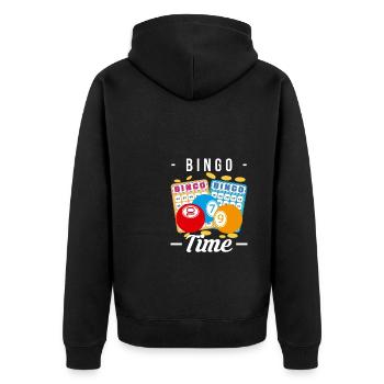 Bingo Time Shirt Geschenk - Unisex Premium Bio Zip Hoodie - Schwarz - Hinten - Nico (187cm)