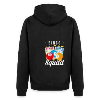 Bingo Squad Shirt Geschenk - Unisex Premium Bio Zip Hoodie - Schwarz - Hinten - Nico (187cm)