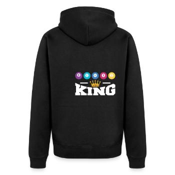Bingo King Shirt Geschenk - Unisex Premium Bio Zip Hoodie - Schwarz - Hinten - Nico (187cm)