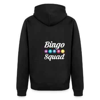 Bingo Squad Shirt Geschenk - Unisex Premium Bio Zip Hoodie - Schwarz - Hinten - Nico (187cm)