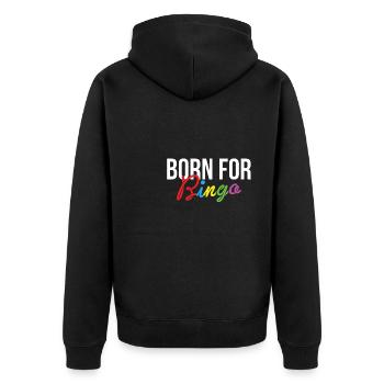 Born For Bingo Shirt Geschenk - Unisex Premium Bio Zip Hoodie - Schwarz - Hinten - Nico (187cm)