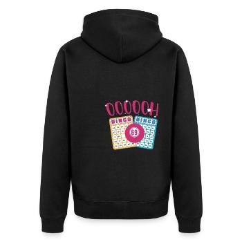 OOOOH Bingo Shirt Geschenk - Unisex Premium Bio Zip Hoodie - Schwarz - Hinten - Nico (187cm)