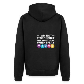I am not responsible for what I say when ... - Unisex Premium Organic Zip Hoodie - black - Back - Nico (187cm)