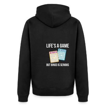 Lifes Un jeu mais bingo est un cadeau de chemise sérieux - Veste à capuche bio Premium Unisexe - noir - Dos - Nico (187cm)