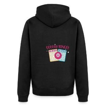 OOOOH Bingo Shirt Geschenk - Unisex Premium Bio Zip Hoodie - Schwarz - Hinten - Nico (187cm)