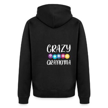 Crazy Bingo Grandma Shirt Geschenk - Unisex Premium Bio Zip Hoodie - Schwarz - Hinten - Nico (187cm)