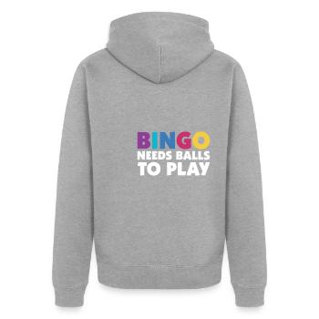 Bingo Needs Balls To Play Bingo Shirt Geschenk - Unisex Premium Bio Zip Hoodie - Grau meliert - Hinten - Nico (187cm)