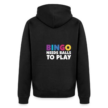 Bingo Needs Balls To Play Bingo Shirt Geschenk - Unisex Premium Bio Zip Hoodie - Schwarz - Hinten - Nico (187cm)
