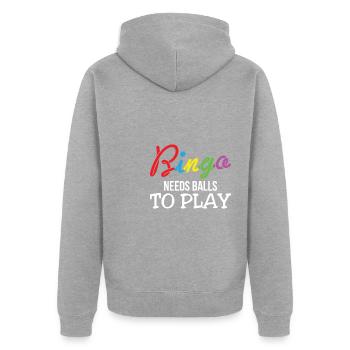 Bingo Needs Balls To Play Bingo Shirt Geschenk - Unisex Premium Bio Zip Hoodie - Grau meliert - Hinten - Nico (187cm)
