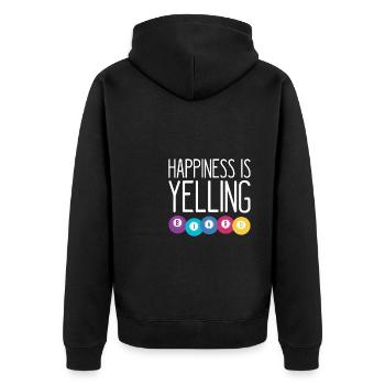Happiness Is Yelling BINGO Gift Shirt - Unisex Premium Organic Zip Hoodie - black - Back - Nico (187cm)