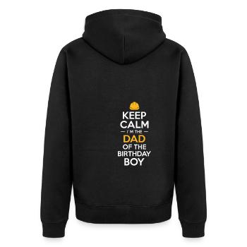 Keep Calm Im The Dad Of The Birhtday Boy - Unisex Premium Bio Zip Hoodie - Schwarz - Hinten - Nico (187cm)