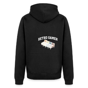 Retro Gamer Pinball Shirt Cadeau Flipper Machine - Veste à capuche bio Premium Unisexe - noir - Dos - Nico (187cm)