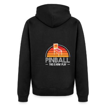 Pinball This Is How I Play Flipperautomat - Unisex Premium Bio Zip Hoodie - Schwarz - Hinten - Nico (187cm)