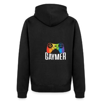 Gaymer Chemise Cadeau Gamer Joueur LGBT - Veste à capuche bio Premium Unisexe - noir - Dos - Nico (187cm)