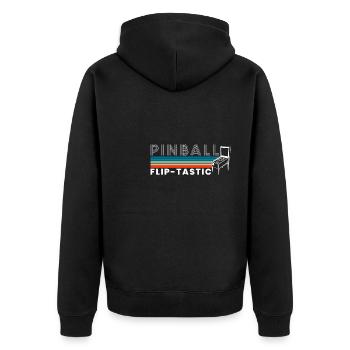 Pinball Flip-Tastic Flipperautomat - Unisex Premium Bio Zip Hoodie - Schwarz - Hinten - Nico (187cm)