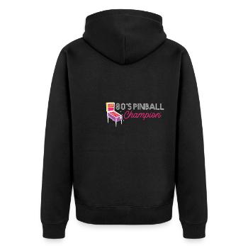 80s Pinball Champion Shirt Pinball Machine - Unisex Premium Organic Zip Hoodie - black - Back - Nico (187cm)