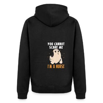 You Cannot Scare Me I´m A Nurse Krankenschwester - Unisex Premium Bio Zip Hoodie - Schwarz - Hinten - Nico (187cm)